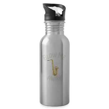 Motif de saxophone Blow Me Away pour saxophoniste Jazz - Gourde avec paille intégrée - argent clair - Droite