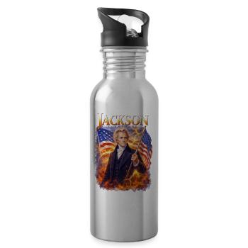 Jacksons Freiheitsheld mit Flagge - Trinkflasche mit integriertem Trinkhalm - Lightsilver - Rechts