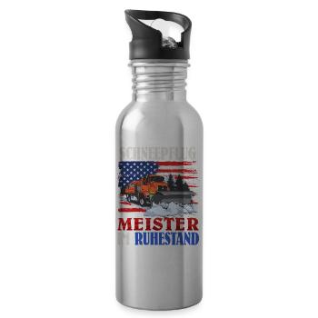 SCHNEEPFLUG MEISTER IM RUHESTAND Lustiges - Trinkflasche mit integriertem Trinkhalm - Lightsilver - Rechts