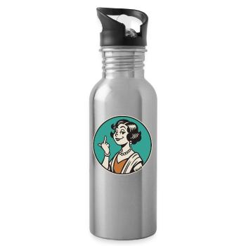 Retro Sass: Vintage Pinup Middle Finger - Water bottle with straw - silver - Right