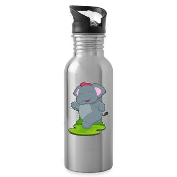 Elefant Jogger Joggen Sport - Trinkflasche mit integriertem Trinkhalm - Lightsilver - Rechts