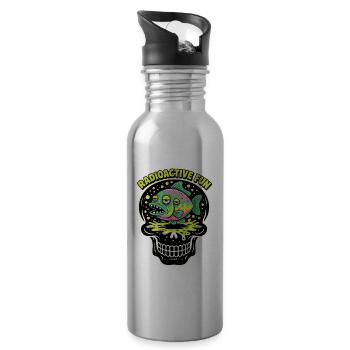 Radioaktiver Fischschädel Neon-Druck - Trinkflasche mit integriertem Trinkhalm - Lightsilver - Rechts