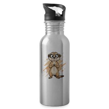 Caricature de Suricate Douteuse - Gourde avec paille intégrée - argent clair - Droite