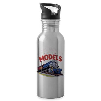 Je m’amuse avec des modèles - Gourde avec paille intégrée - argent clair - Droite