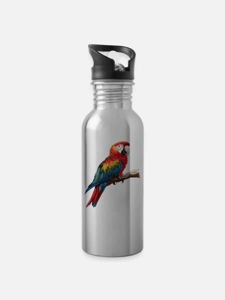 Aras Ara - Trinkflasche mit integriertem Trinkhalm - Lightsilver