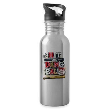 Hit the Dang Ball Baseball Shirt – Funny Tee - Water bottle with straw - silver - Right