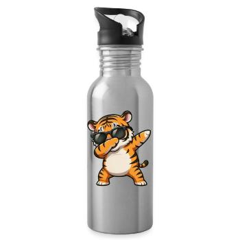 Dabbing Tiger - Trinkflasche mit integriertem Trinkhalm - Lightsilver - Rechts