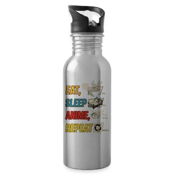 Eat Sleep Anime Repeat - Trinkflasche mit integriertem Trinkhalm - Lightsilver - Rechts