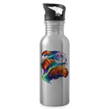 Cosmic croissants in the starry sky - Water bottle with straw - silver - Right