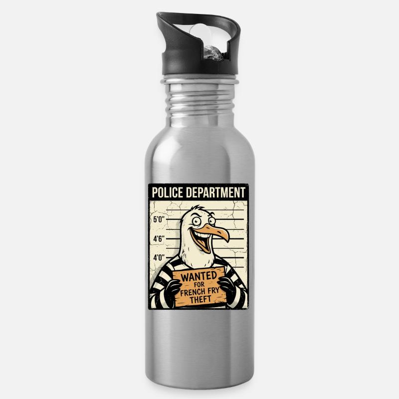 Freche Möwe Spruch Norddeutscher Humor - Trinkflasche mit integriertem Trinkhalm - Lightsilver
