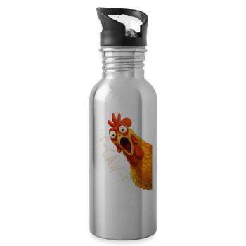 F-Caw-F Graphique drôle de mème de coq de poulet - Gourde avec paille intégrée - argent clair - Droite