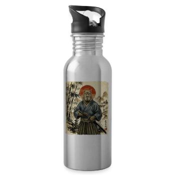 Samurai, Capybara, Japanische Kunst, Anime - Trinkflasche mit integriertem Trinkhalm - Lightsilver - Rechts