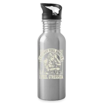 I Do Not Feel Bonita O Feel Stressita - Trinkflasche mit integriertem Trinkhalm - Lightsilver - Rechts