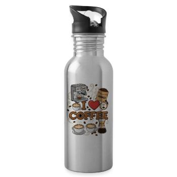 I Love Coffee Barista - Trinkflasche mit integriertem Trinkhalm - Lightsilver - Rechts