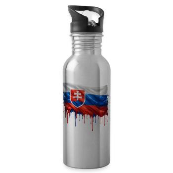 Flagge Slowakei Farbklecks - Trinkflasche mit integriertem Trinkhalm - Lightsilver - Rechts