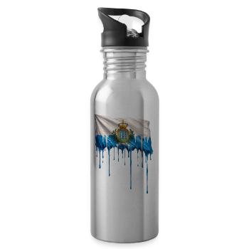 Flag San Marino Drop Art - Water bottle with straw - silver - Right