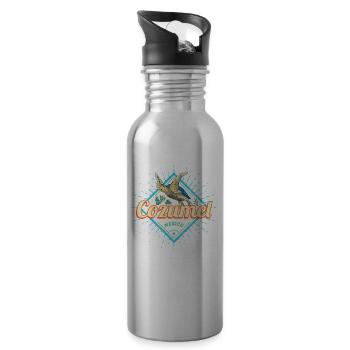 Cozumel Insel in Mexiko Retro Schildkröte Souvenir - Trinkflasche mit integriertem Trinkhalm - Lightsilver - Rechts