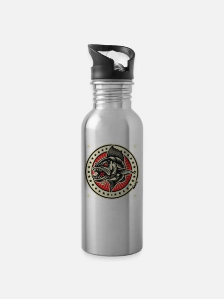 Barracuda-Abzeichen - Trinkflasche mit integriertem Trinkhalm - Lightsilver