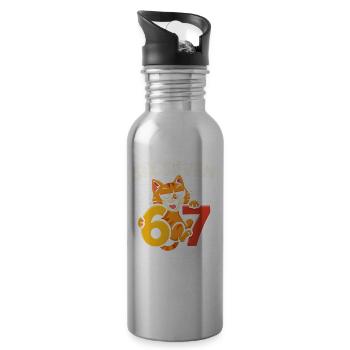Six Seven Katze 67 Italian Brainrot Humor - Trinkflasche mit integriertem Trinkhalm - Lightsilver - Rechts