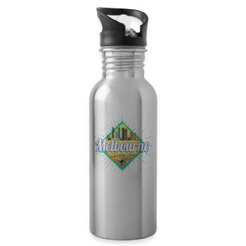 Melbourne Victoria Australien Skyline Souvenir - Trinkflasche mit integriertem Trinkhalm - Lightsilver - Rechts