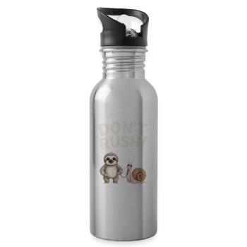 Trägheit und Schnecke. Beeil dich nicht. - Trinkflasche mit integriertem Trinkhalm - Lightsilver - Rechts