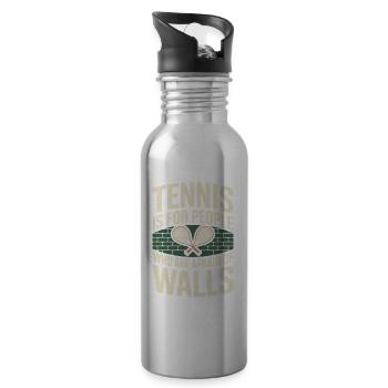 Padel Tennis Is For People Who Are Afraid Of Walls - Trinkflasche mit integriertem Trinkhalm - Lightsilver - Rechts