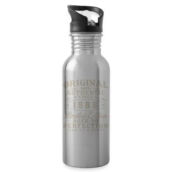 1986 Vintage Retro Geburtstagsgeschenk - Trinkflasche mit integriertem Trinkhalm - Lightsilver - Rechts
