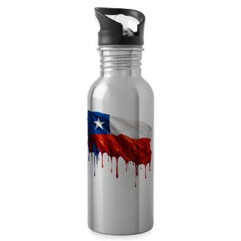 Chile Flag Dripping Solid - Water bottle with straw - silver - Right