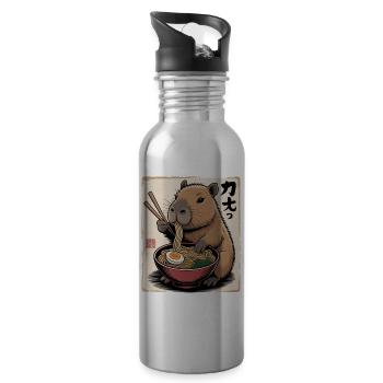 Capybara Ramen Feast - Water bottle with straw - silver - Right