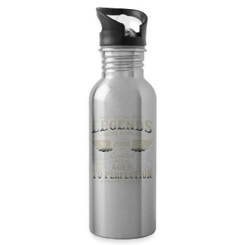 Legends 2008 Vintage 18th Birthday Gift - Water bottle with straw - silver - Right