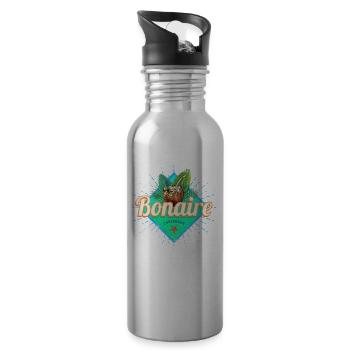 Bonaire Caribbean Vacation Vintage Island Souvenir - Water bottle with straw - silver - Right