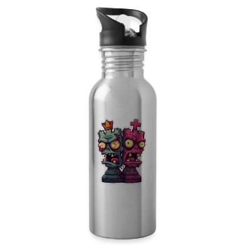 Schach Zombie Figuren Design für Männer Geschenk - Trinkflasche mit integriertem Trinkhalm - Lightsilver - Rechts