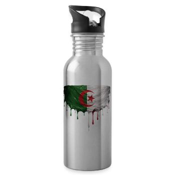 Algerian Flag Drop Art - Water bottle with straw - silver - Right