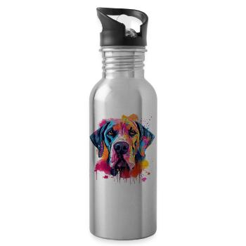 Splash Art coloré pour un grand dogue allemand - Gourde avec paille intégrée - argent clair - Droite