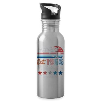 1956 Vintage Birthday Gift 70th Birthday 70 Years - Trinkflasche mit integriertem Trinkhalm - Lightsilver - Rechts