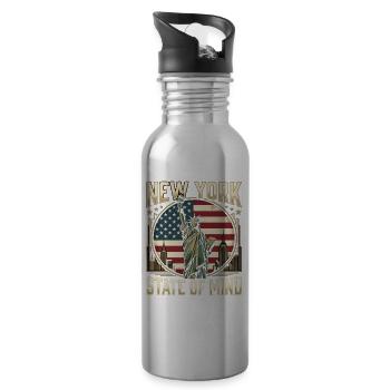 Cadeau vintage de la Statue de la Liberté de New York - Gourde avec paille intégrée - argent clair - Droite