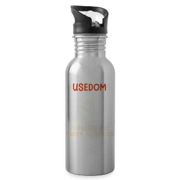 USEDOM PARADIES AUF ERDEN GEFUNDEN Lustig - Trinkflasche mit integriertem Trinkhalm - Lightsilver - Rechts