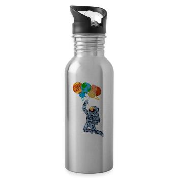 Astronaut Planet Balloons Shirt - Trinkflasche mit integriertem Trinkhalm - Lightsilver - Rechts