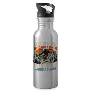 Echte Opas fahren Ski – Retro Wintersport Design - Trinkflasche mit integriertem Trinkhalm - Lightsilver - Rechts