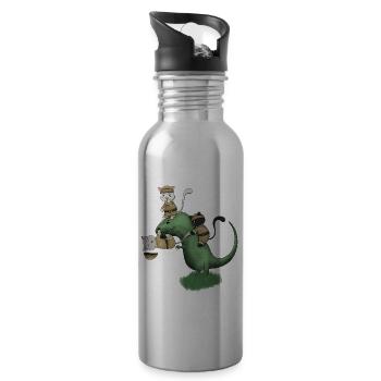 Chemise de dinosaure de camping de Kawaii Chats - Gourde avec paille intégrée - argent clair - Droite
