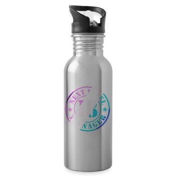 18th Birthday Boy Girl Teenager Level 18 - Water bottle with straw - silver - Right