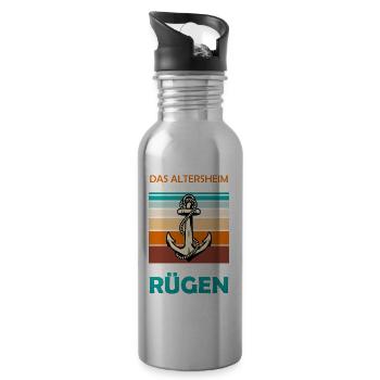 Rentner ALTERSHEIM KANN WARTEN FAHRE NACH RÜGEN - Trinkflasche mit integriertem Trinkhalm - Lightsilver - Rechts