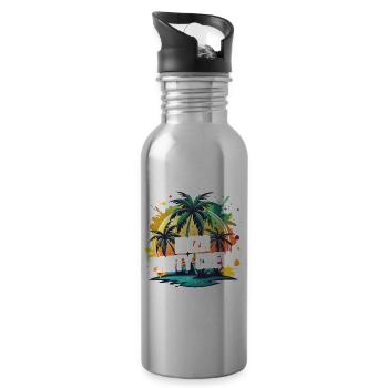 Ibiza Party Crew - Water bottle with straw - silver - Right