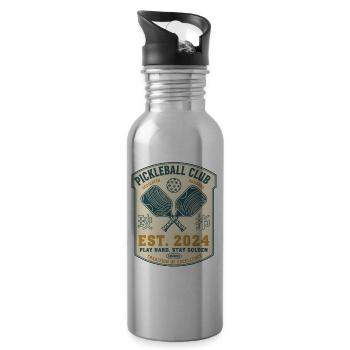 Pickleball Club Est 2024 Funny Player Love - Water bottle with straw - silver - Right