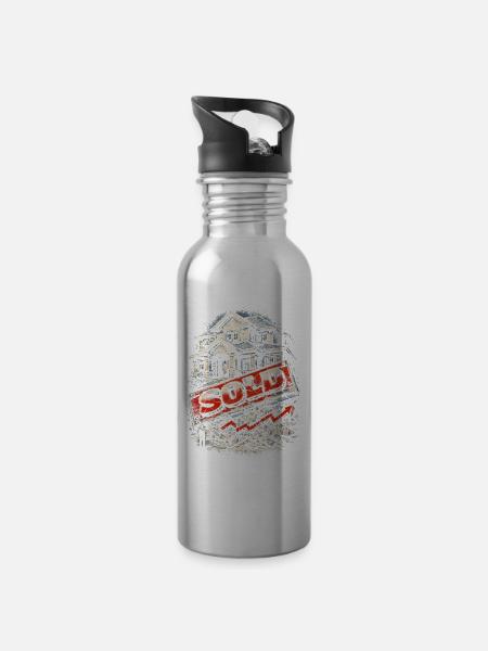 Immobilienmakler Makler - Trinkflasche mit integriertem Trinkhalm - Lightsilver