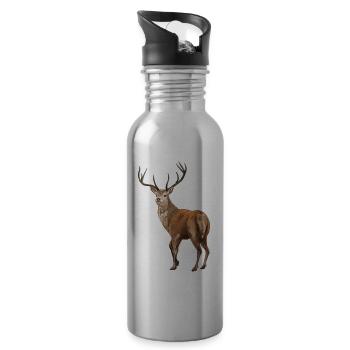 Weisswedelhirsch White-Tailed Deer - Water bottle with straw - silver - Right