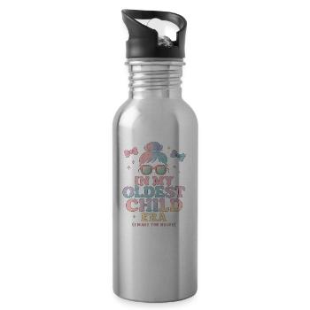 L’humour de la famille fille à l’ère de mon aîné - Gourde avec paille intégrée - argent clair - Droite