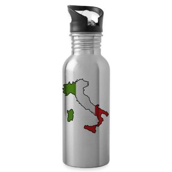Karte Italiens - Trinkflasche mit integriertem Trinkhalm - Lightsilver - Rechts