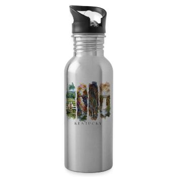 Kentucky Urlaub Travel – Pferde & Natur Motiv - Trinkflasche mit integriertem Trinkhalm - Lightsilver - Rechts