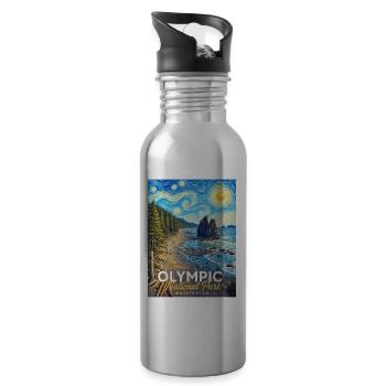 National Park Kunststurm Washington - Water bottle with straw - silver - Right